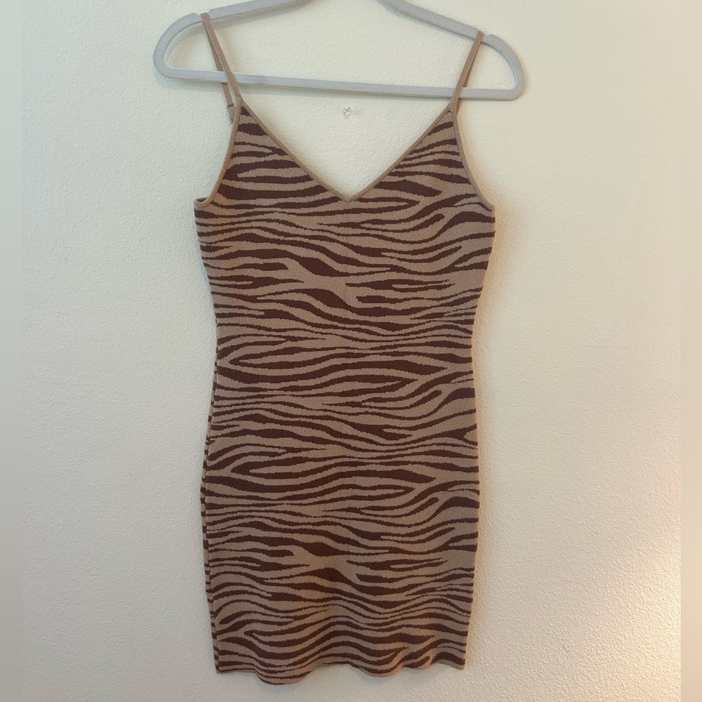 Knit Zebra Print Mini Dress